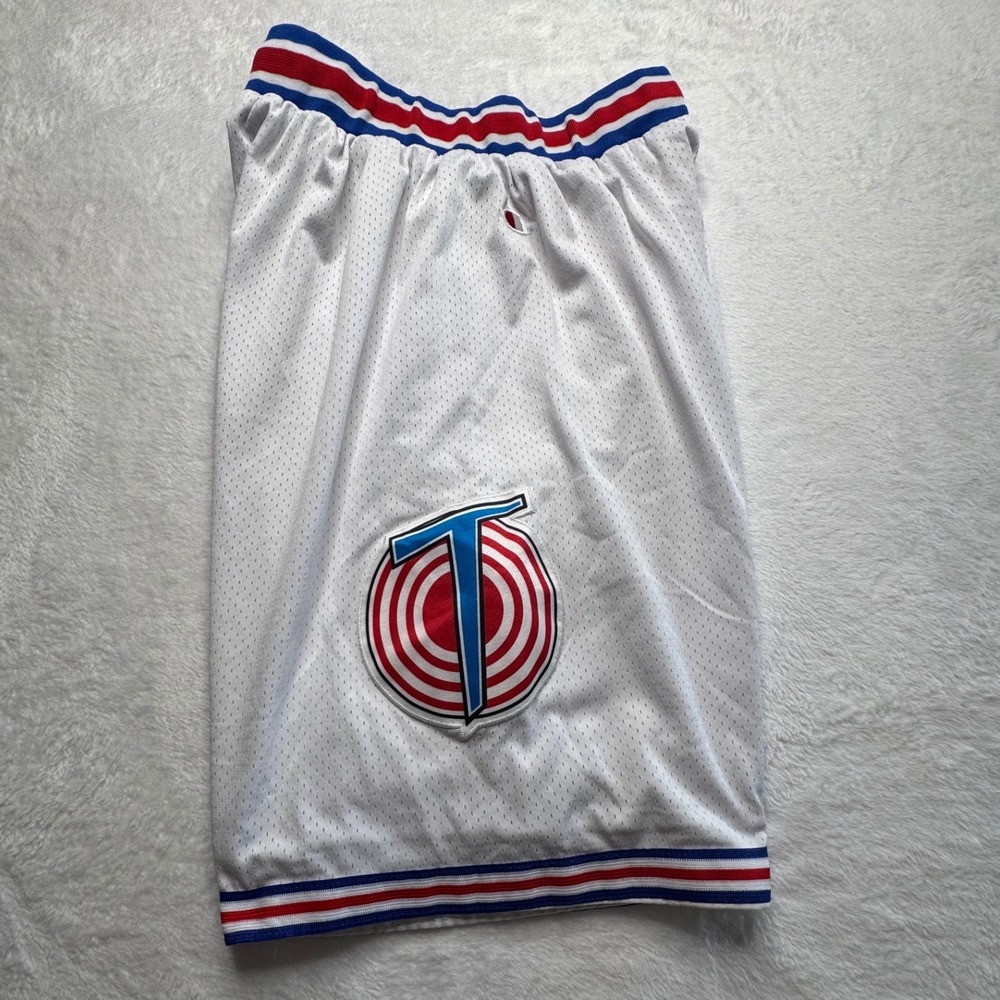 Champion Tune Squad Space Jam Basketball Shorts Mens XL White Mesh Vintage 90s